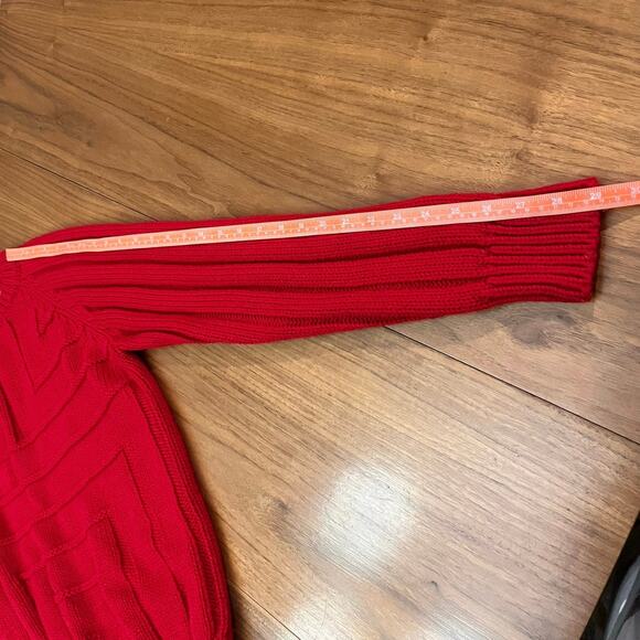 Vintage Sweater Size M JCPenney Men Store Red Geometric Weave - Picture 7 of 7